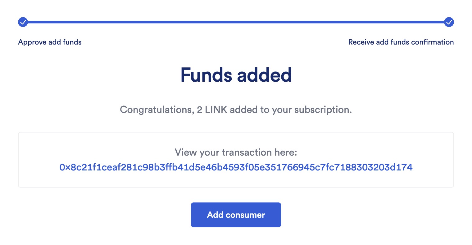 Chainlink Functions subscription add consumer